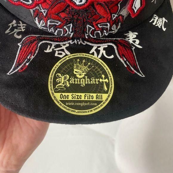 Ranghart Men's Snap Back Hat Black and Red Mesh Back Embroidered One Size - Picture 4 of 8